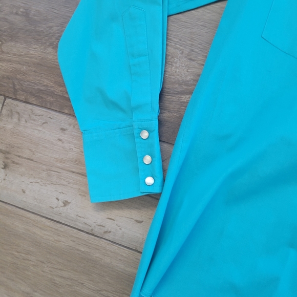 Vintage London Bridge Pearl Snap Western Long Sleeve Shirt Turquoise Large - Picture 3 of 5